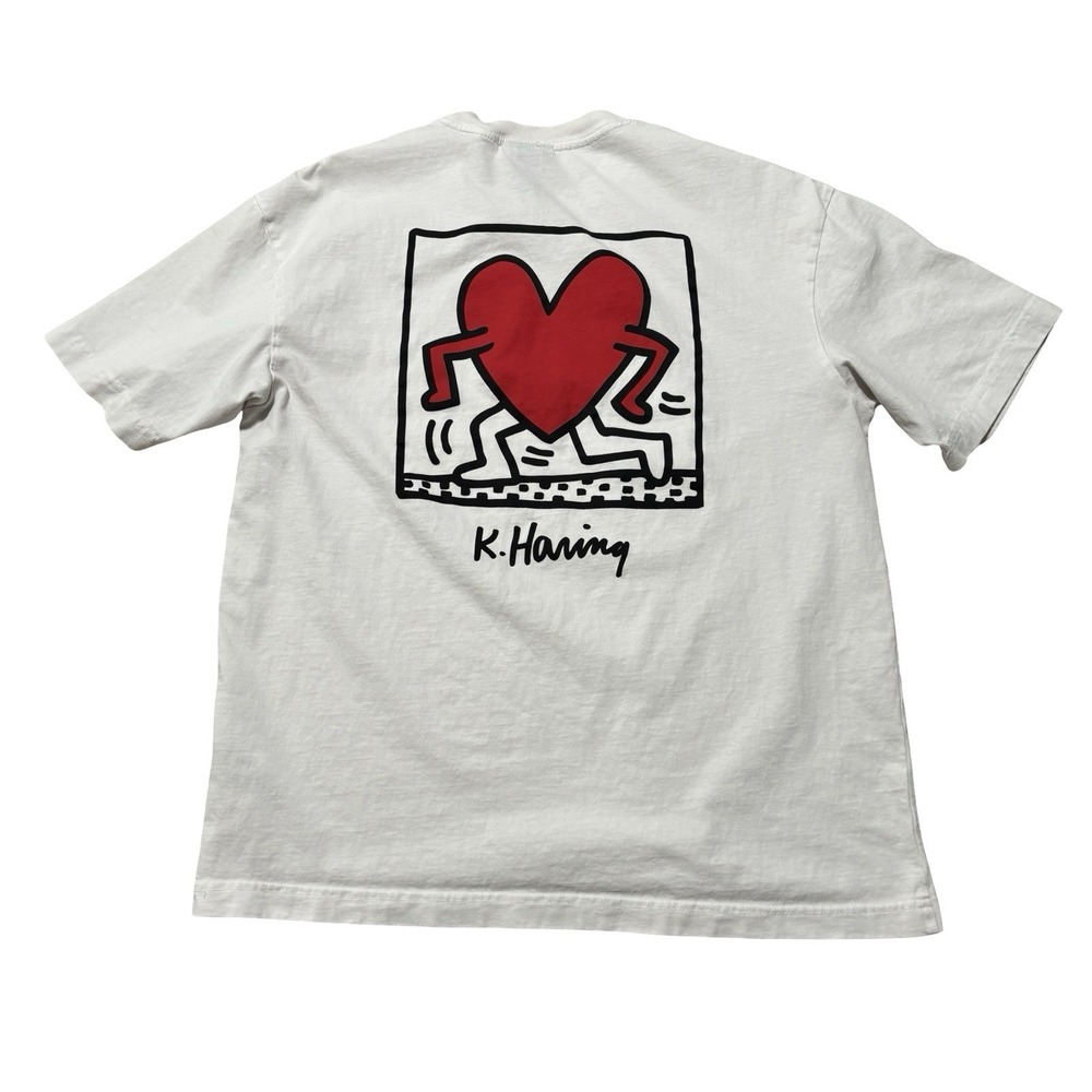 H&M x Keith Haring Men's Graphic T Shirt Beige Size Small 20 x 26